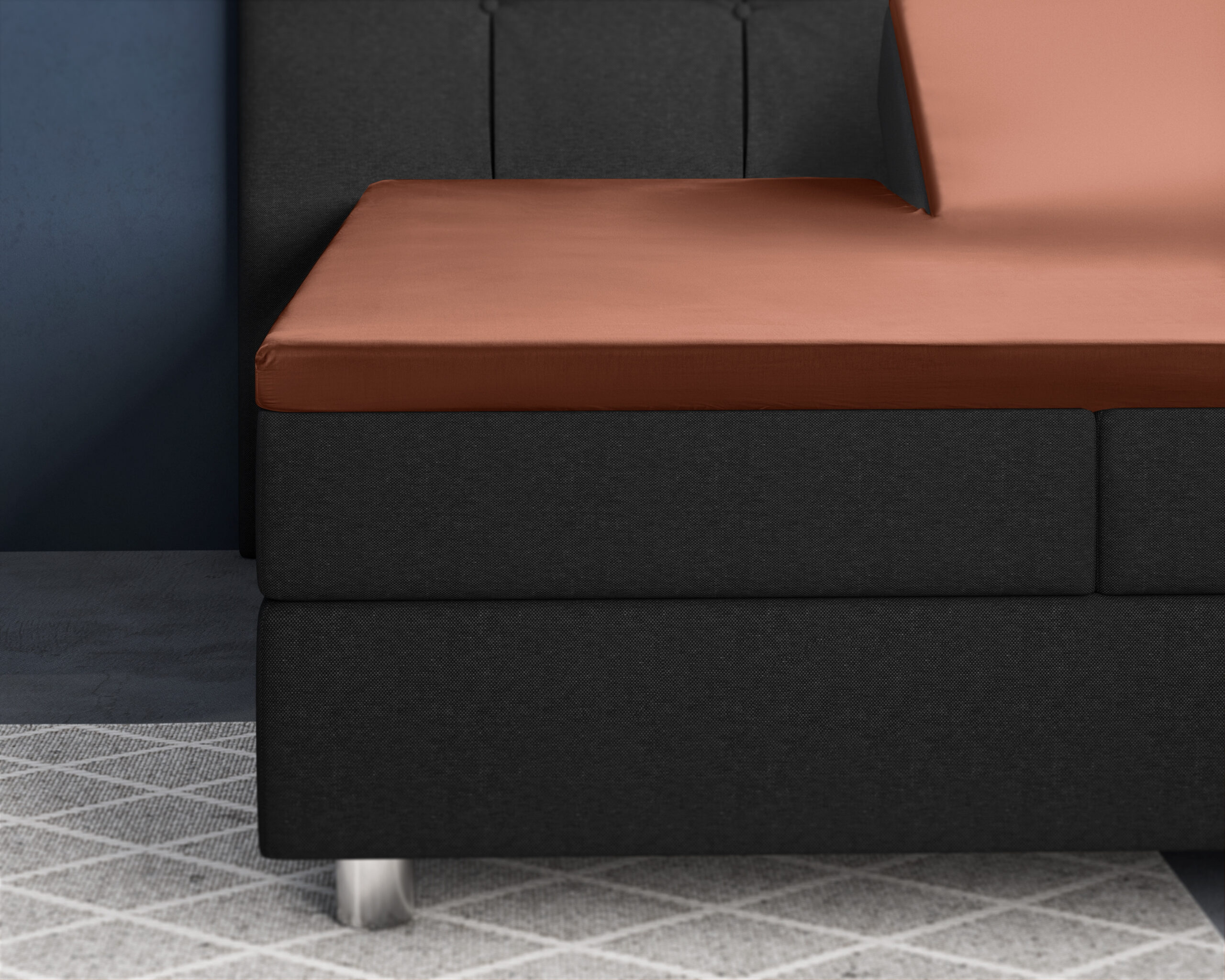 Splittopper Satijn Hoeslaken Bruin 160 x 200 - Afbeelding 2