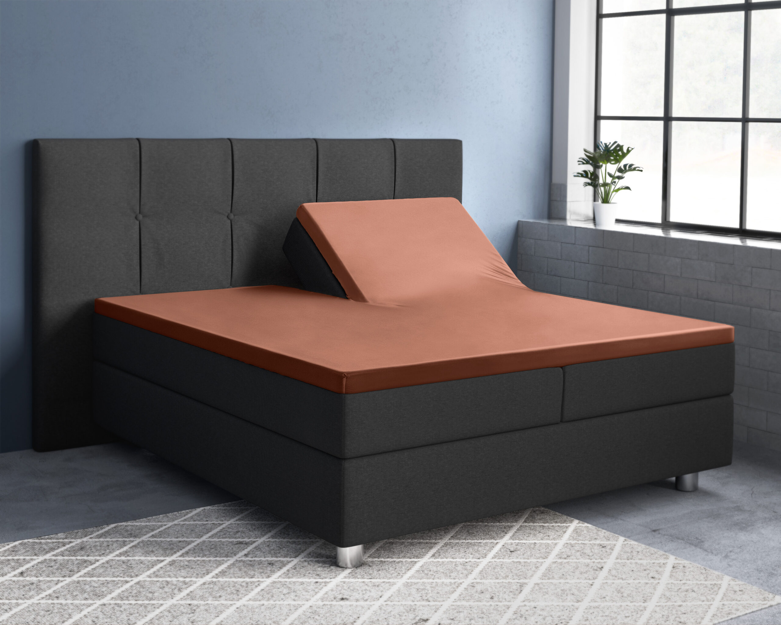 Splittopper Satijn Hoeslaken Bruin 180 x 220 - Afbeelding 2