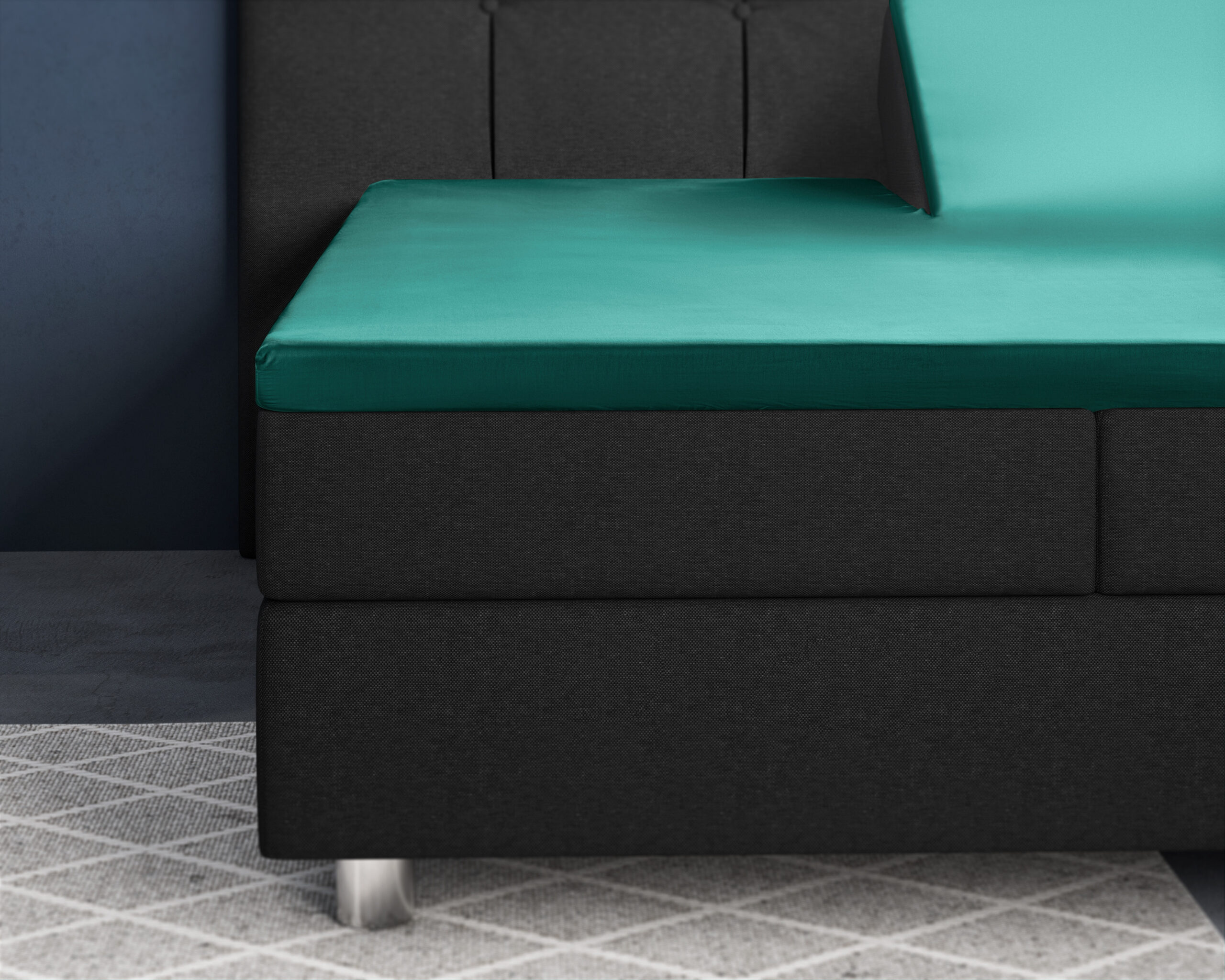 Splittopper Satijn Hoeslaken Donker Groen 180 x 220 - Afbeelding 2