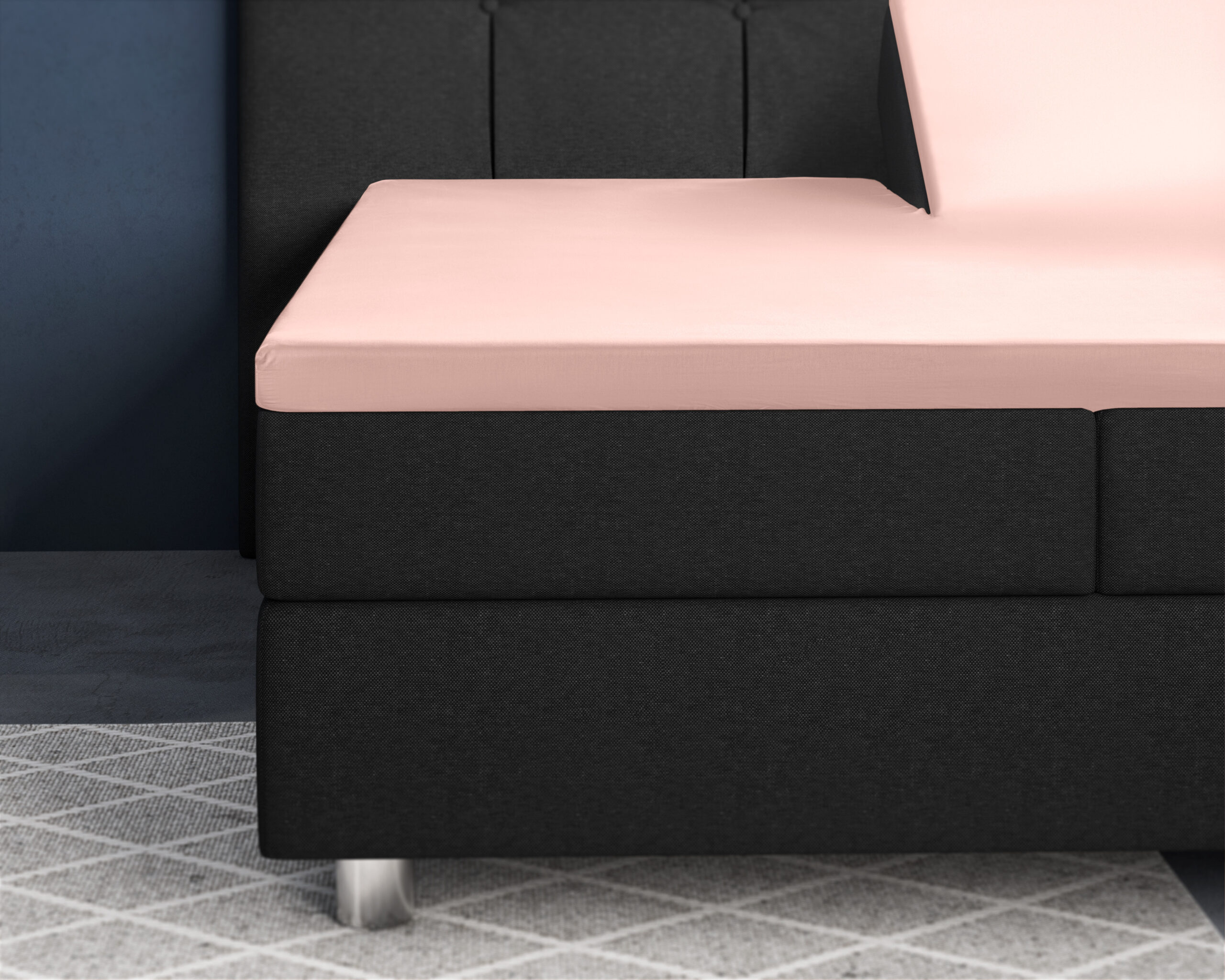 Splittopper Satijn Hoeslaken Roze 180 x 200 - Afbeelding 2