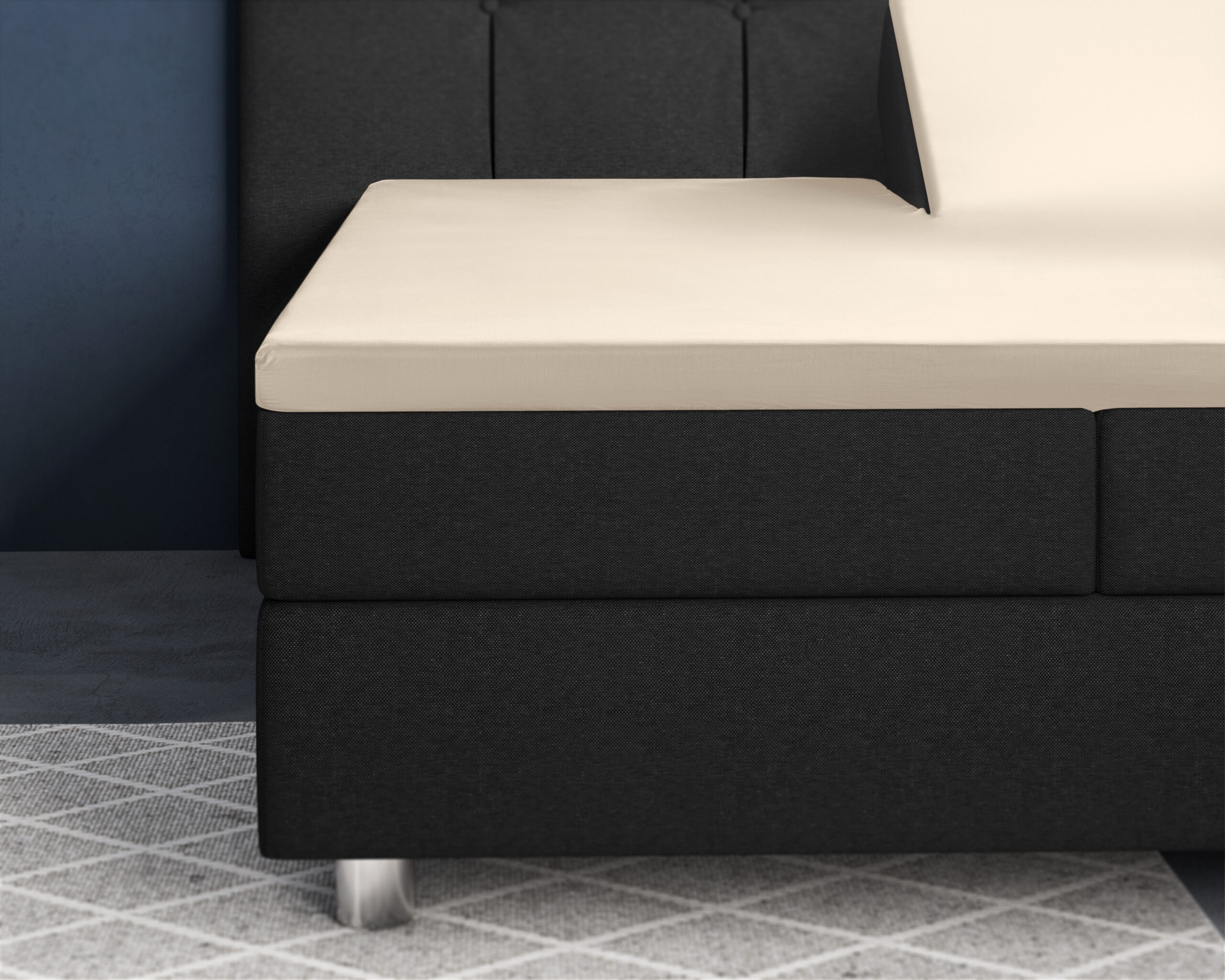 Splittopper Satijn Hoeslaken Zand 160 x 200 - Afbeelding 2