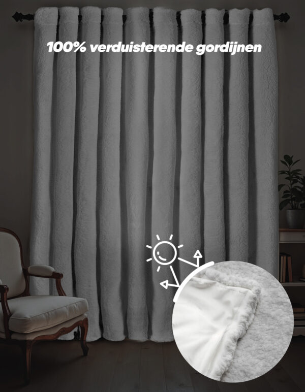 Teddy Gordijnen Black Out Haken Grijs 300 x 250 - Afbeelding 2