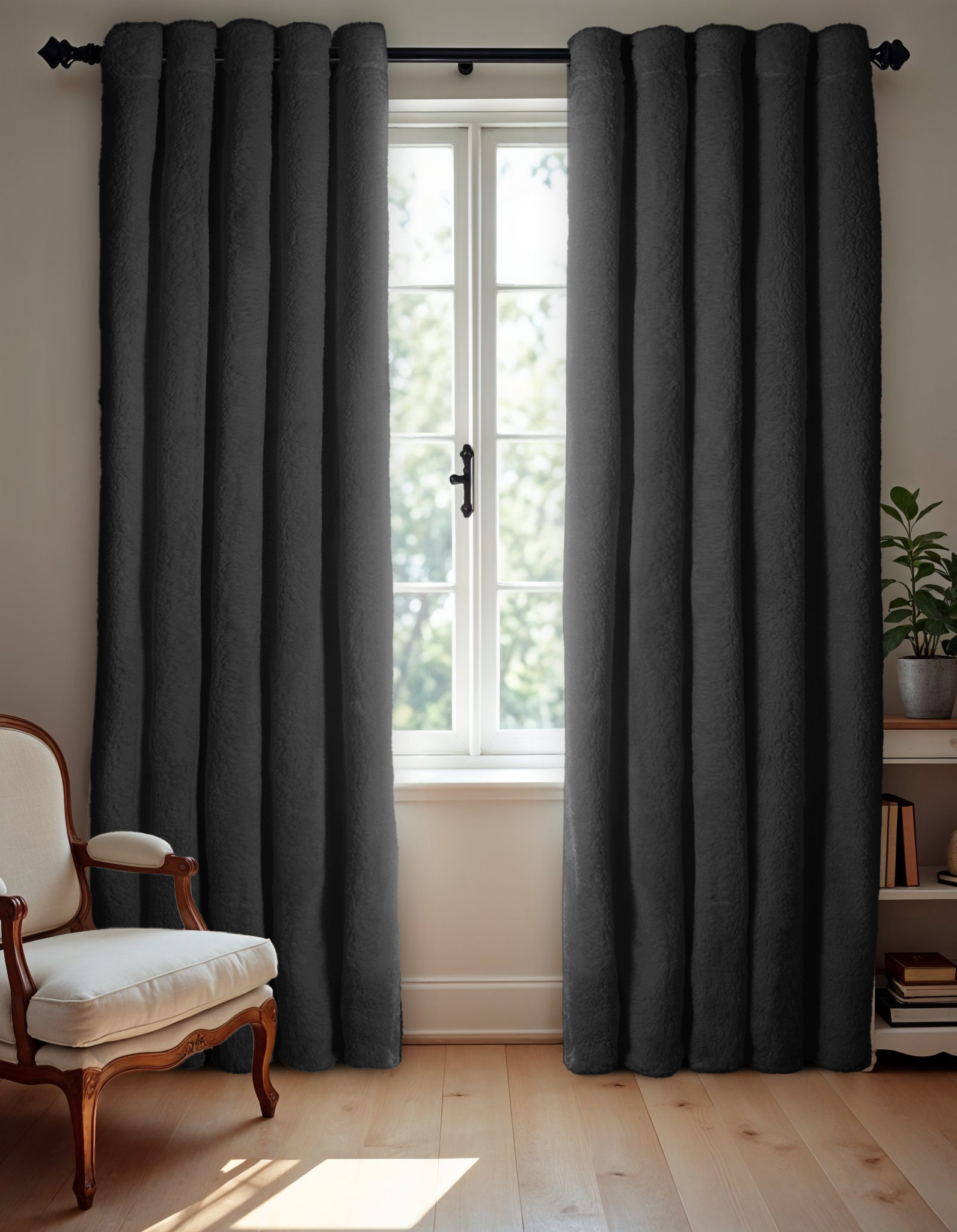 Teddy Gordijnen Black Out Haken Zwart 150 x 250