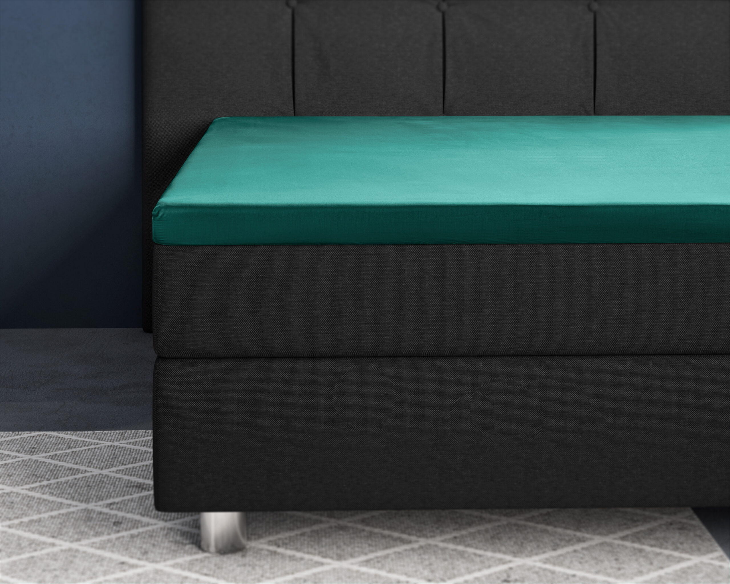 Topper Satijn Hoeslaken Donker Groen 180 x 220 - Afbeelding 2