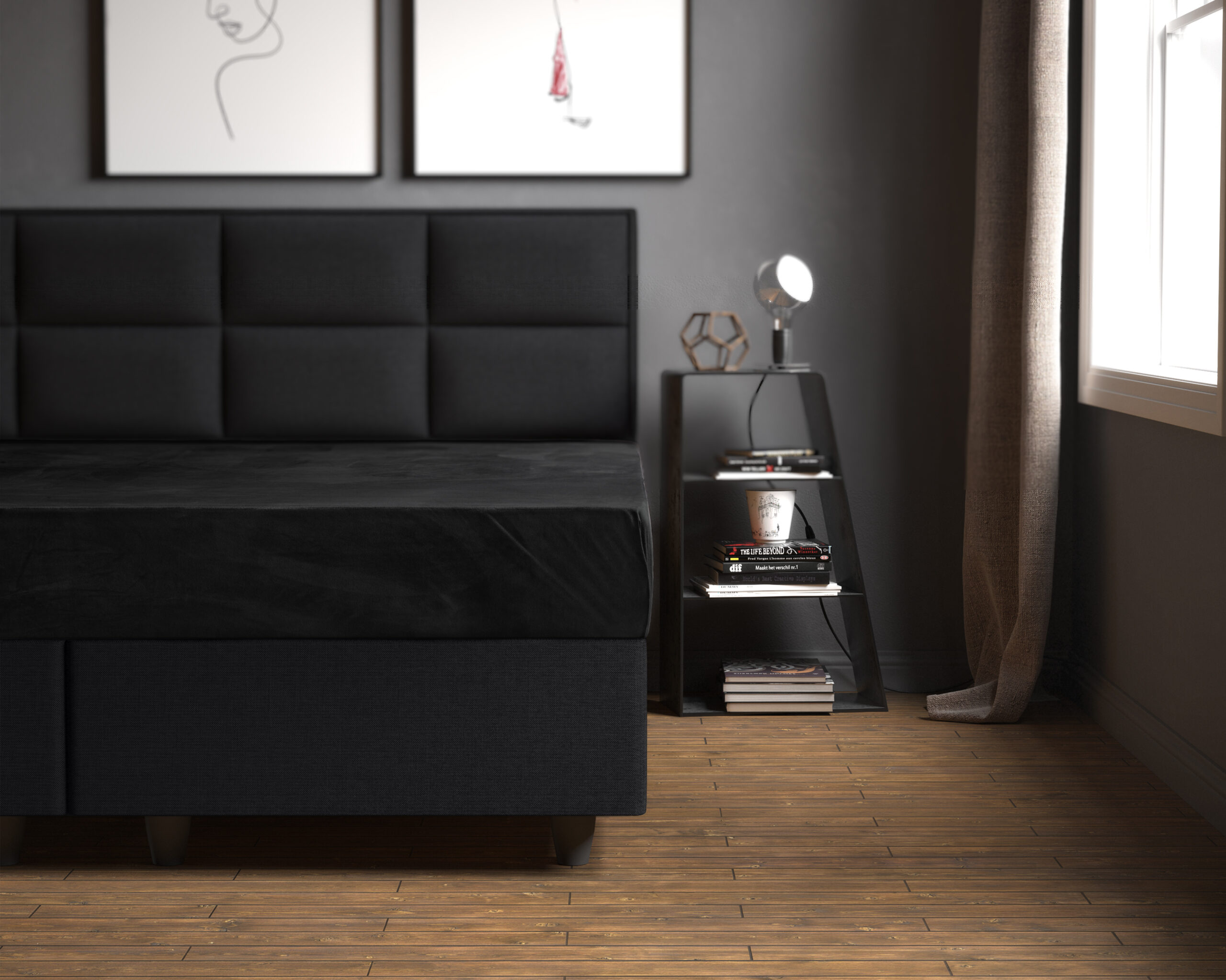 Velvet Hoeslaken Zwart 90 x 200 - Afbeelding 2