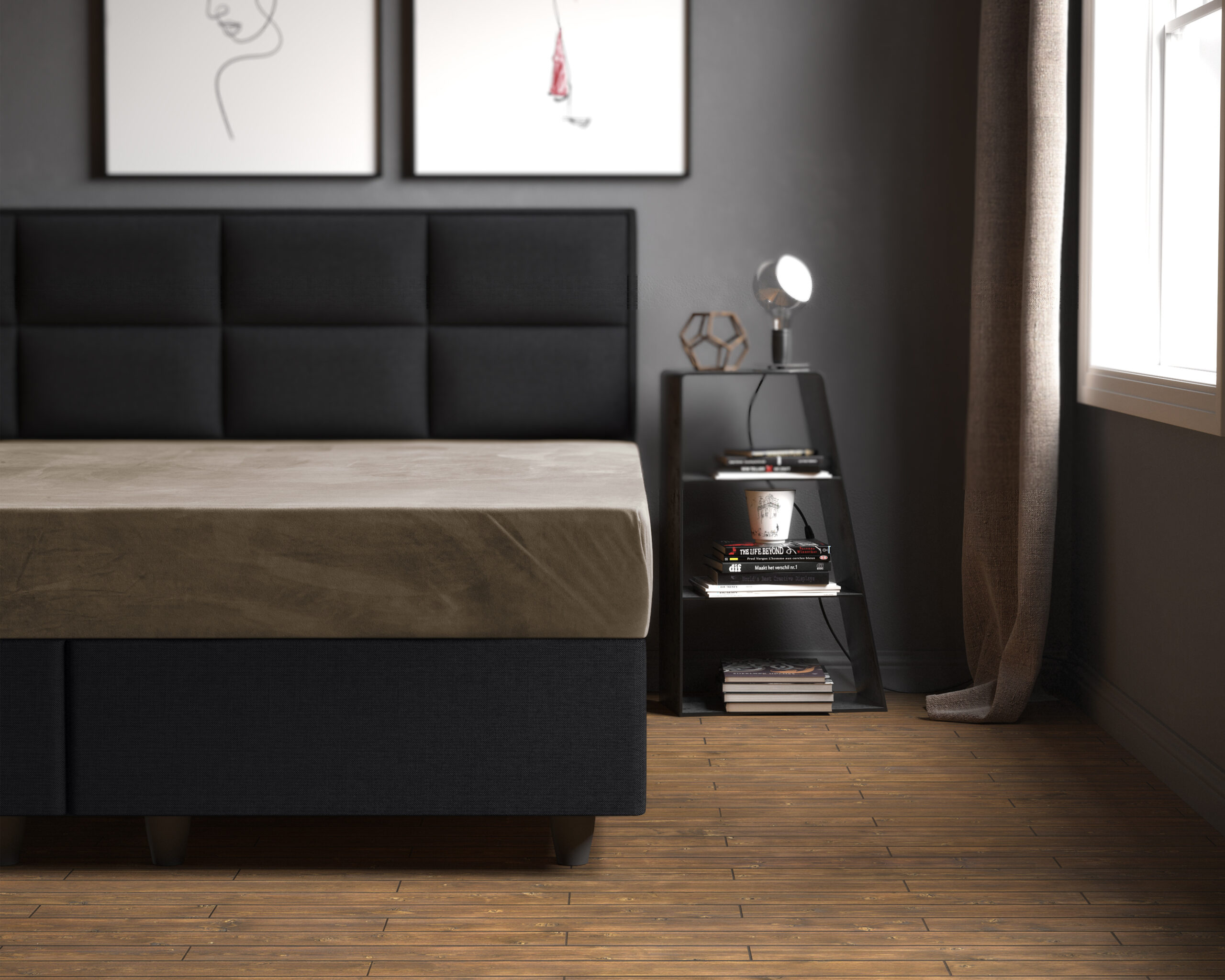 Velvet hoeslaken Taupe/Grijs 90 x 200 - Afbeelding 2