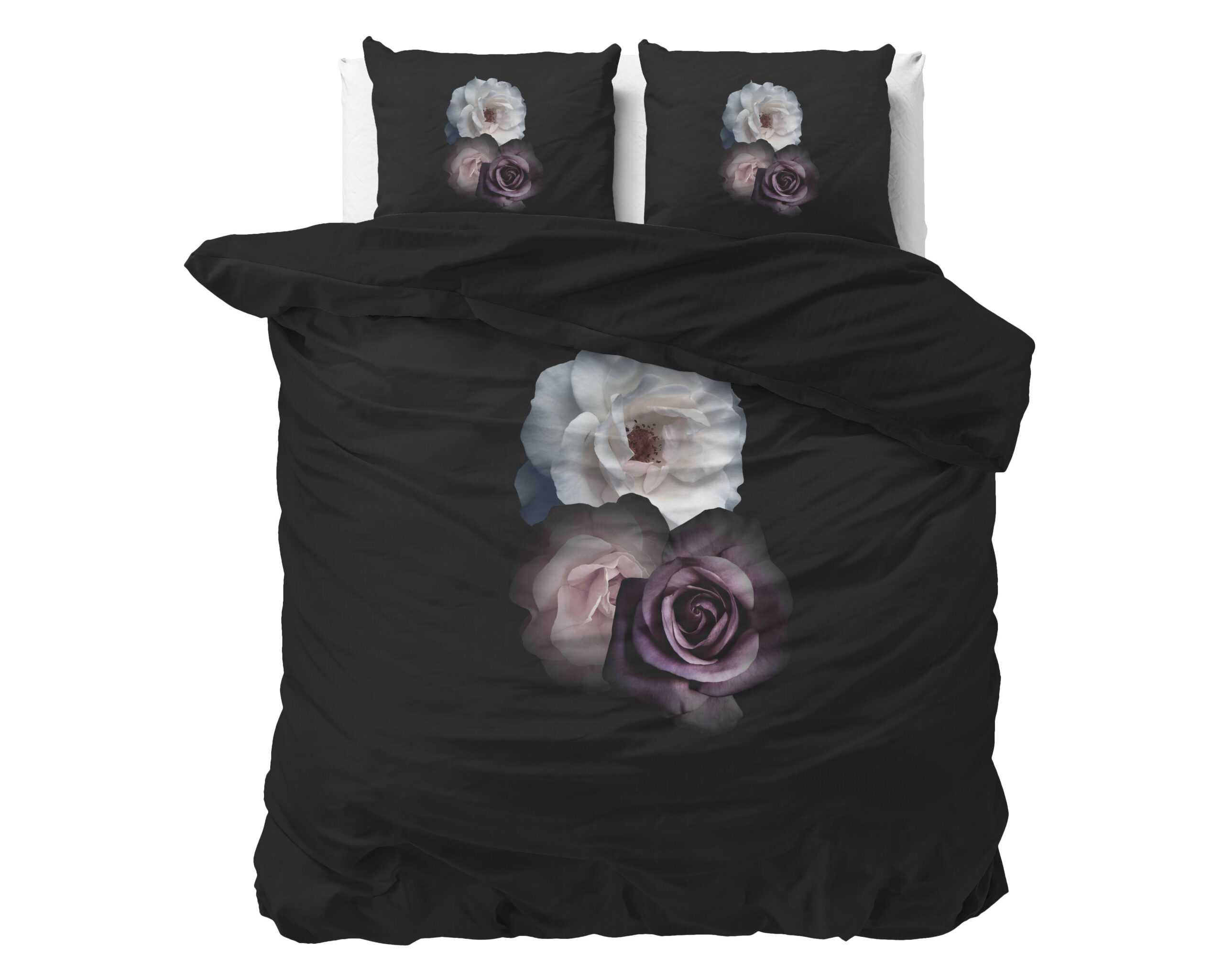 Deep Flowers Zwart 200 x 200/220