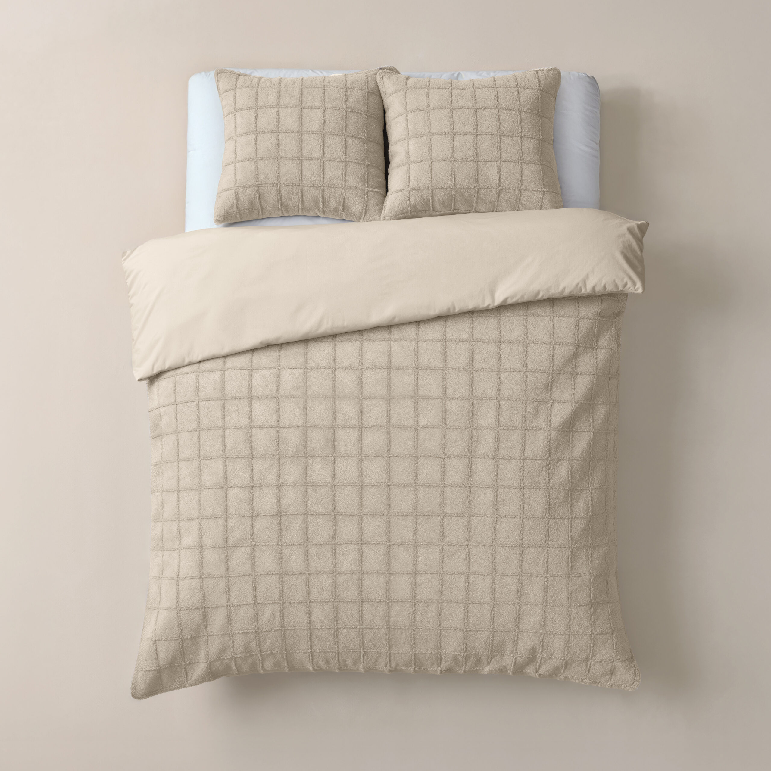 Faux Fur Check Beige 200x200/220