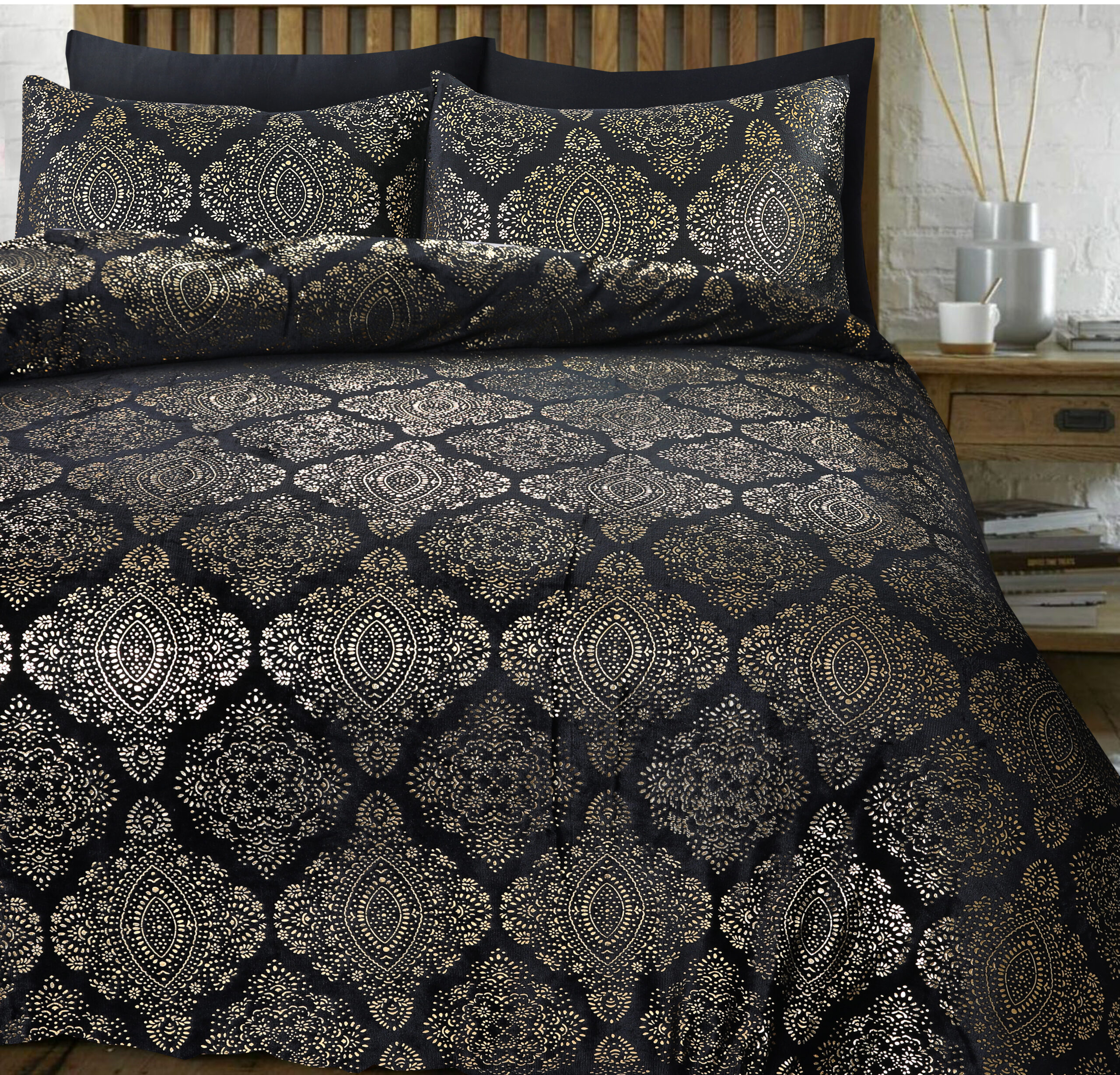 Glamour Flanel Art Foil Zwart 140 x 200/220