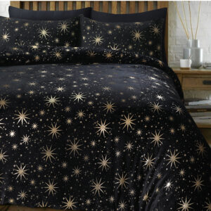 Glamour Flanel Stars Foil Zwart 140 x 200/220