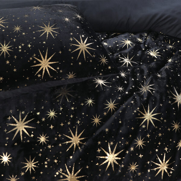 Glamour Flanel Stars Foil Zwart 200 x 200/220 - Afbeelding 5