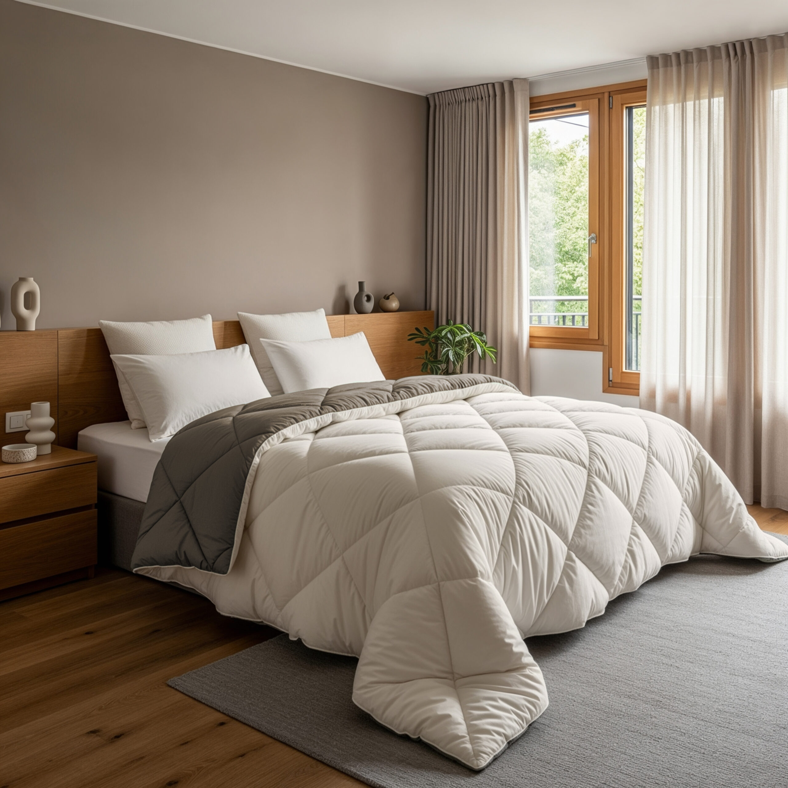 Lazy Dekbed Diamond Crème/Kaki 240 x 200 Met Kussenslopen