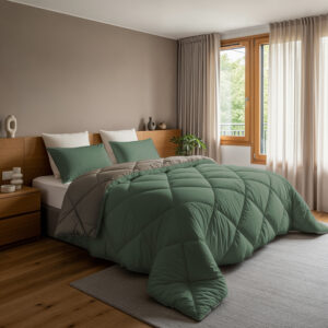Lazy Dekbed Diamond Groen/Kaki 200 x 200 Met Kussenslopen