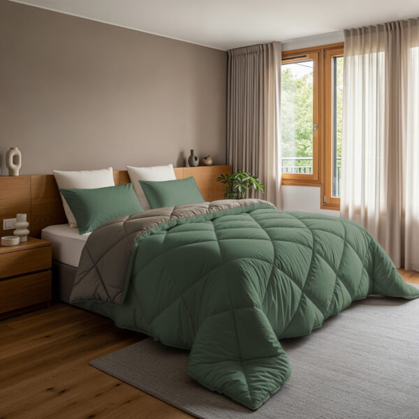 Lazy Dekbed Diamond Groen/Kaki 240 x 200 Met Kussenslopen