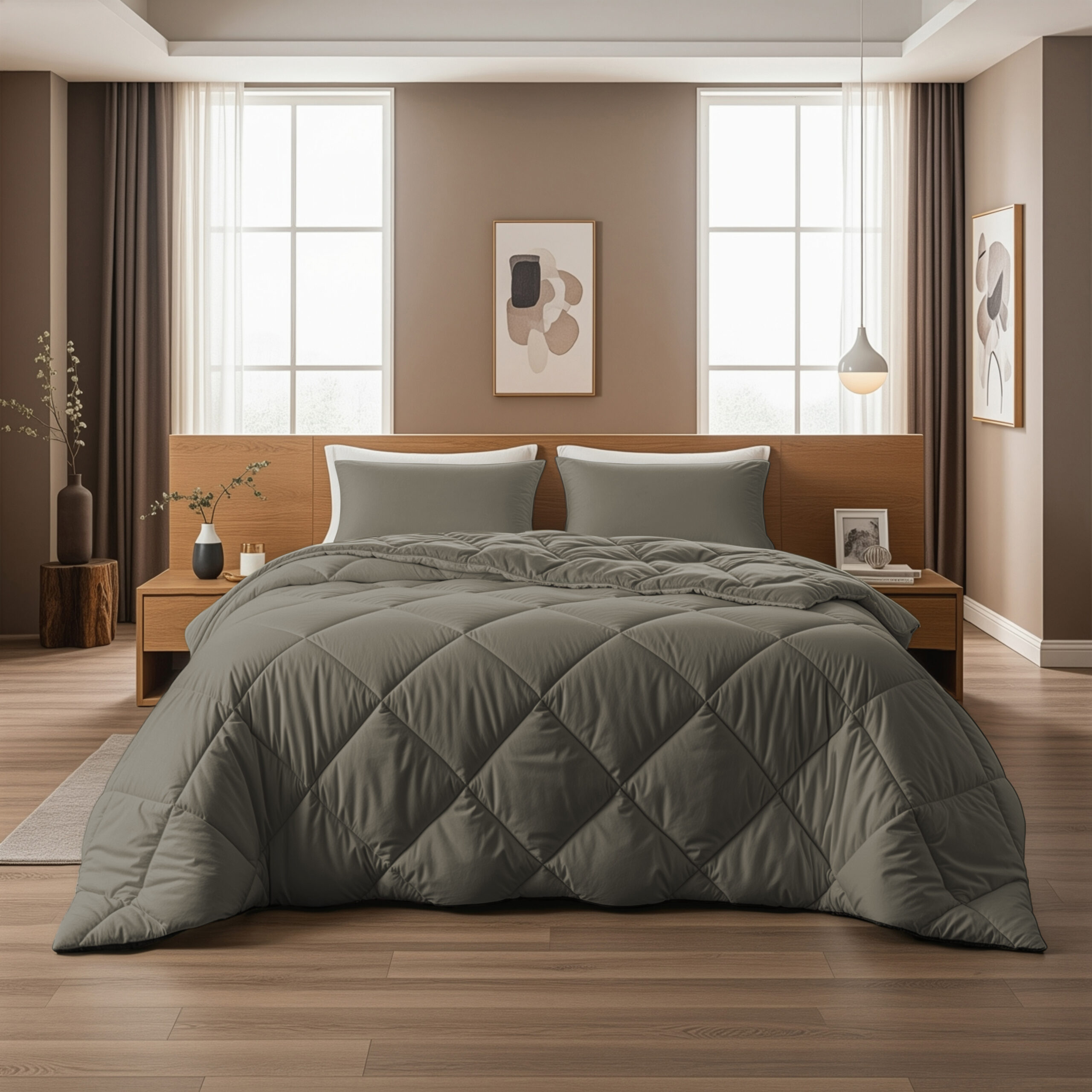 Lazy Dekbed Diamond Kaki 200 x 200 Met Kussenslopen - Afbeelding 2