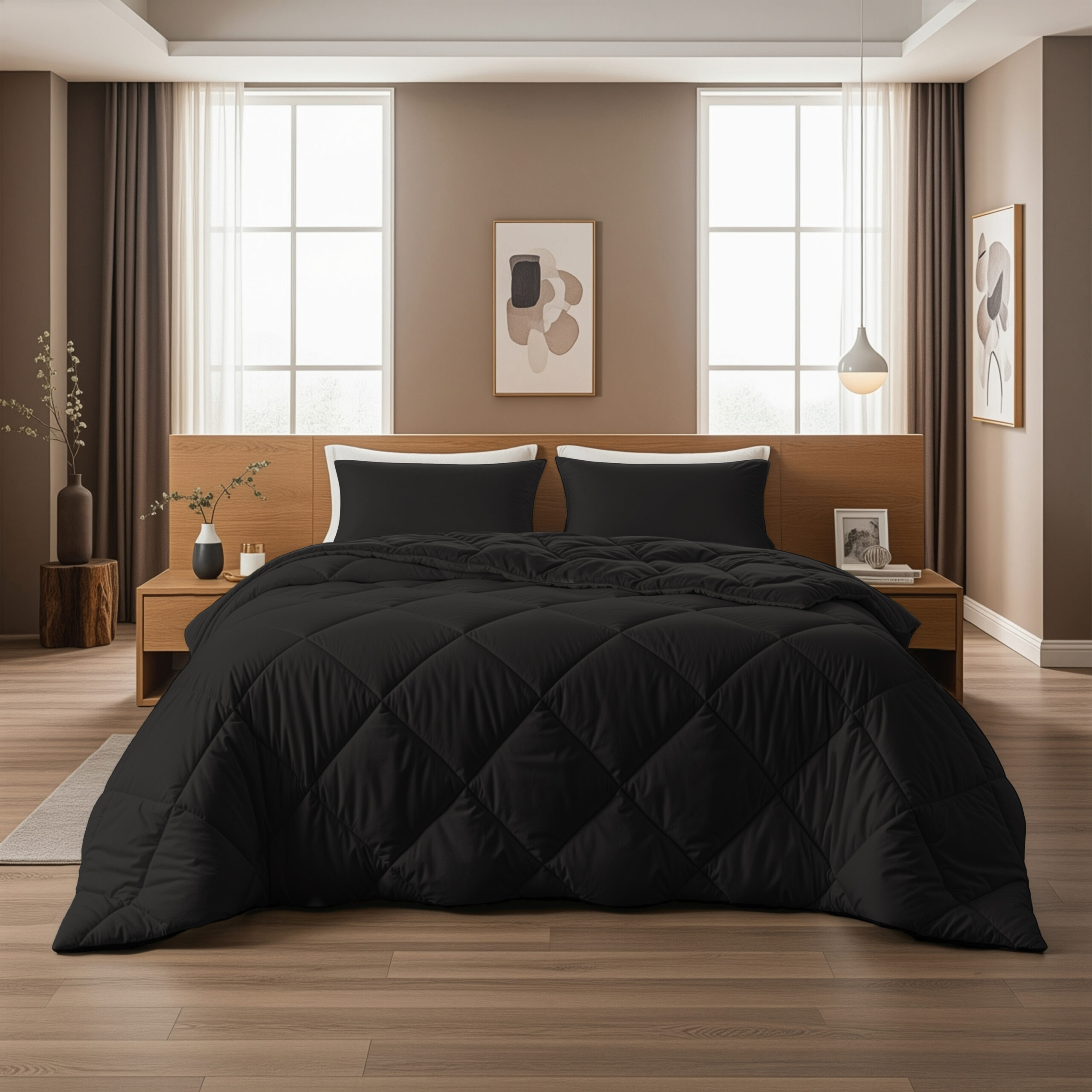 Lazy Dekbed Diamond Zwart 240 x 200 Met Kussenslopen - Afbeelding 2