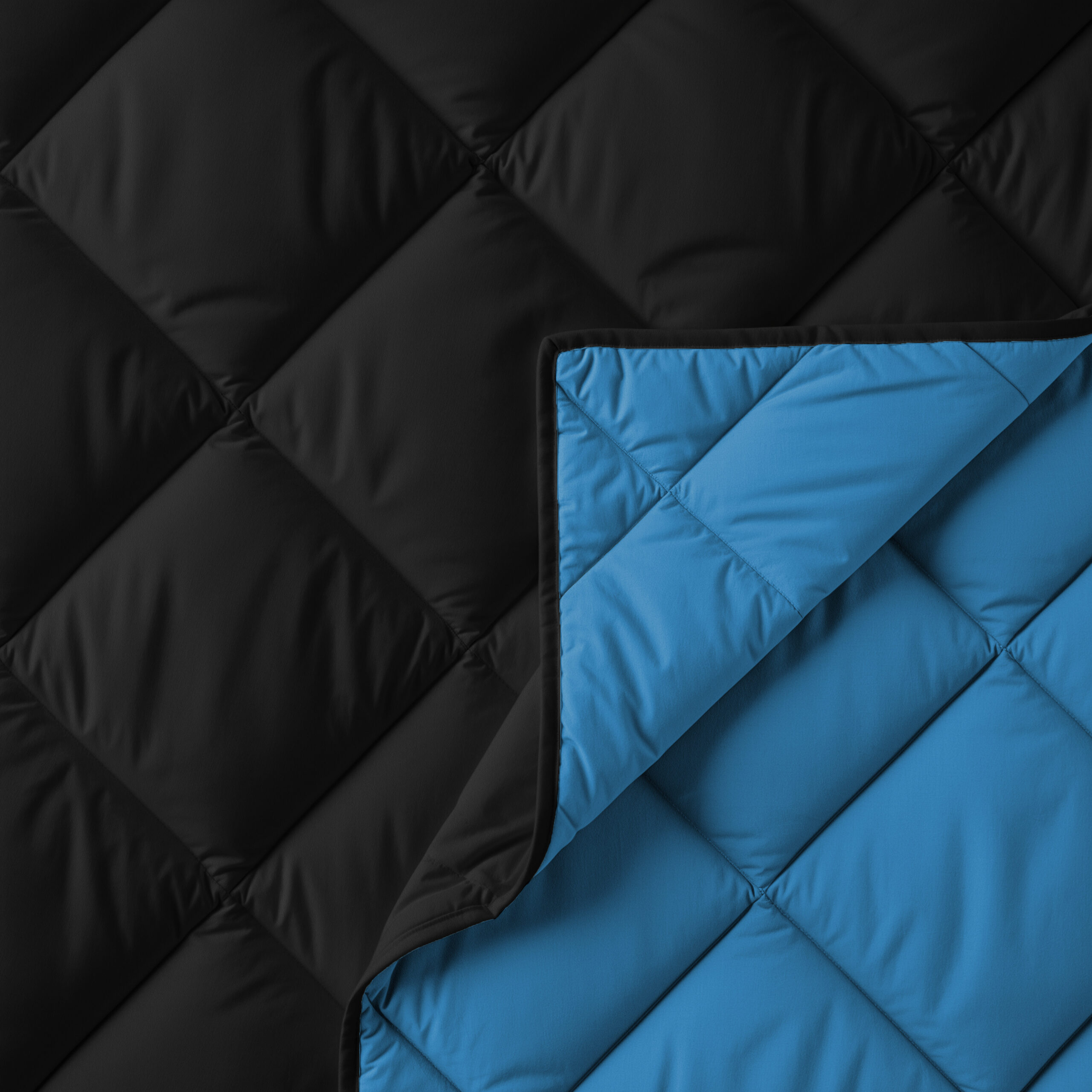 Lazy Dekbed Diamond Zwart / Zee Blauw 240 x 200 Met Kussenslopen - Afbeelding 4