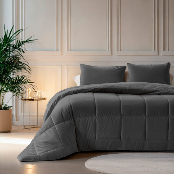 Lazy Velvet Dekbed Antraciet 140 x 200 - Afbeelding 2
