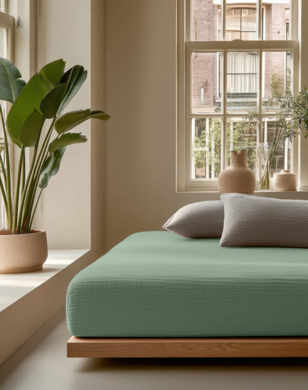 Mousseline Groen 140 x 200 + 30 - Afbeelding 2