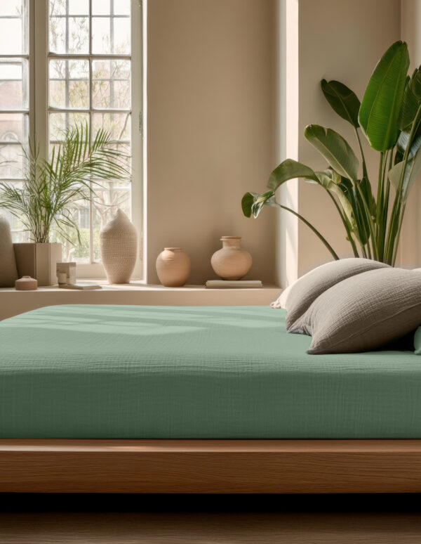 Mousseline Groen 140 x 200 + 30 - Afbeelding 3