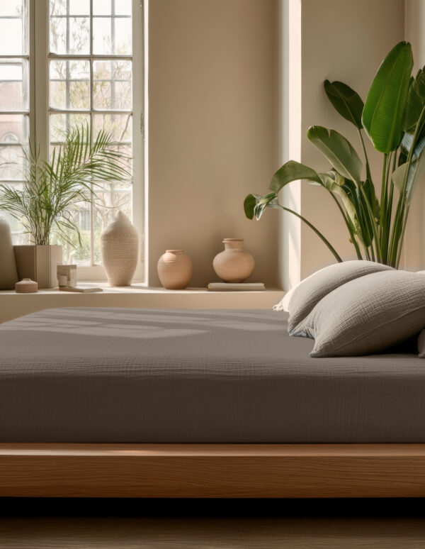 Mousseline Taupe 140 x 200 + 30 - Afbeelding 3