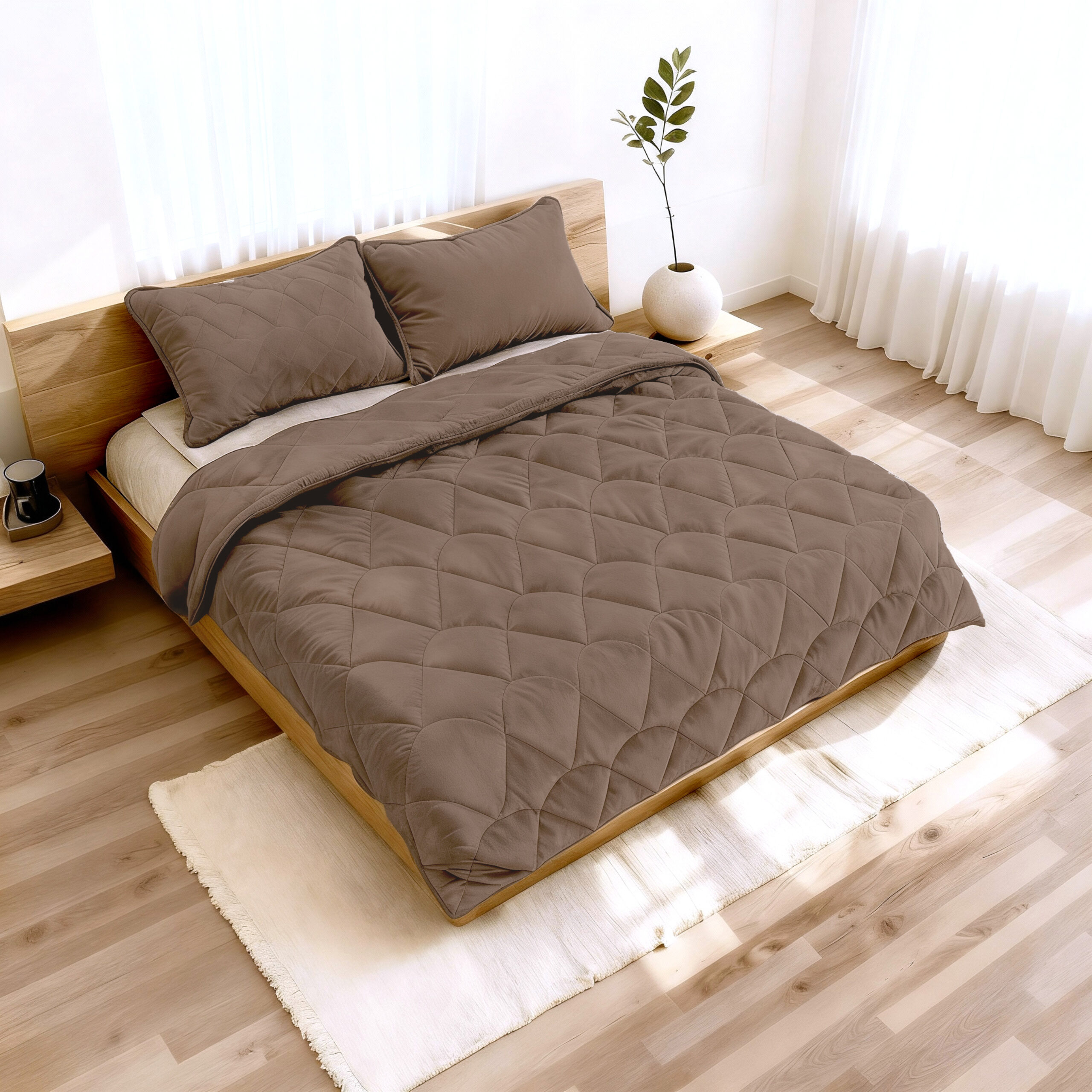 Faux Fur Check Beige 140x200/220