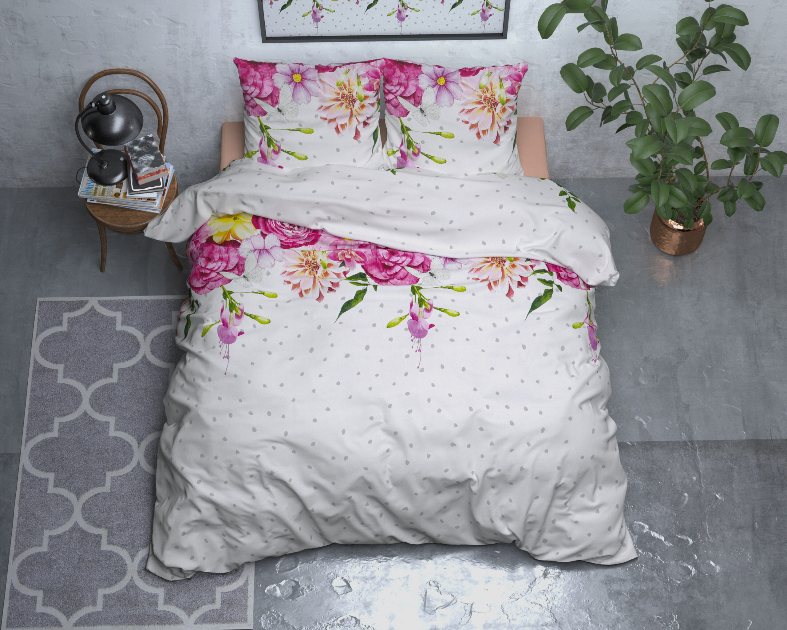 Splittopper Katoen Hoeslaken Grijs 140 x 200