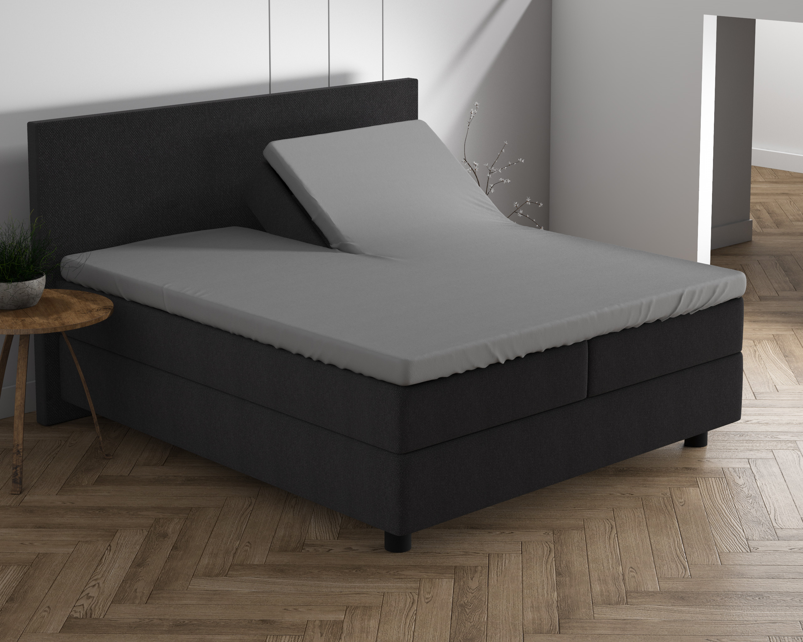 Dubbel Jersey 220 gr. Splittopper hoeslaken Grijs