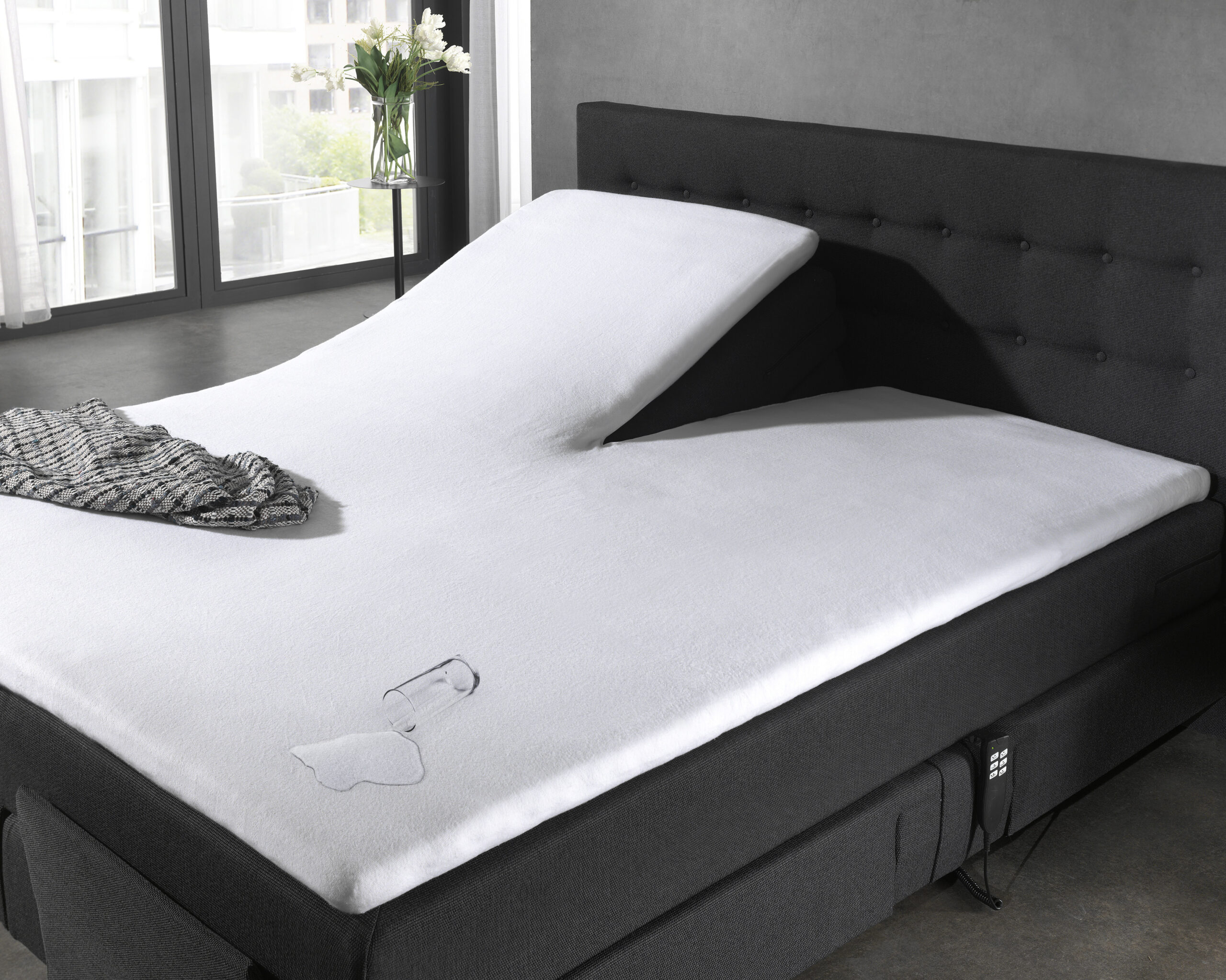 Waterdichte molton matrasbeschermer/Incontinentie Splittopper Hoeslaken 160 x 220